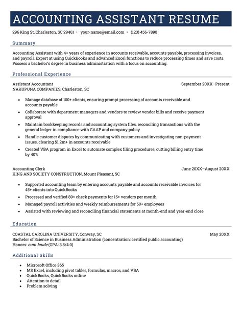 senior accounts assistant resume examples|Accounting Assistant Resume